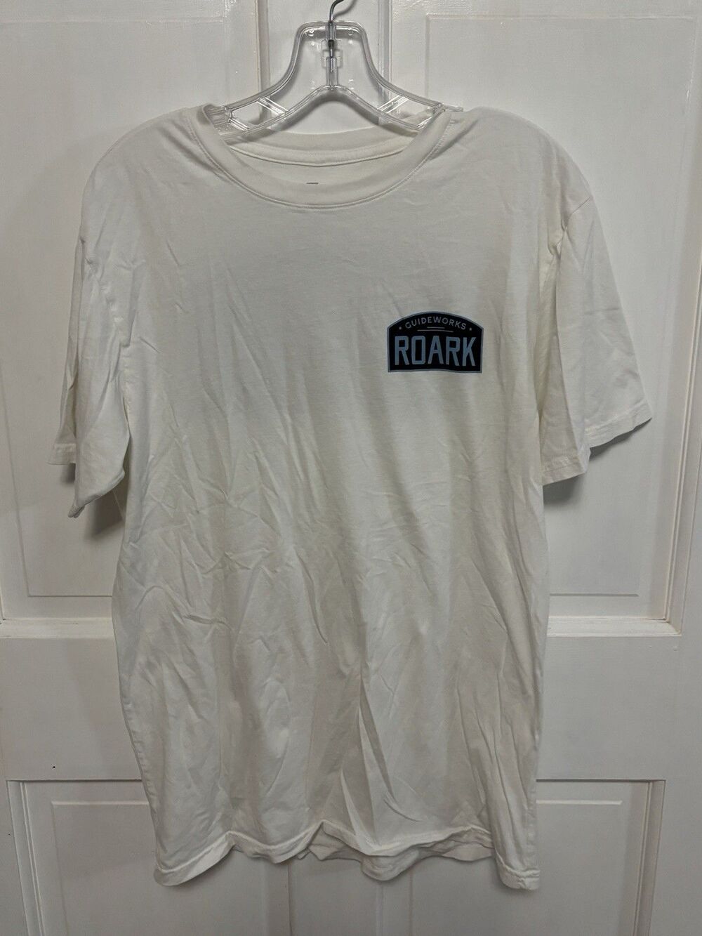 Men’s Roark Guideworks White Blue Premium T-Shirt M Cotton Adventure Active